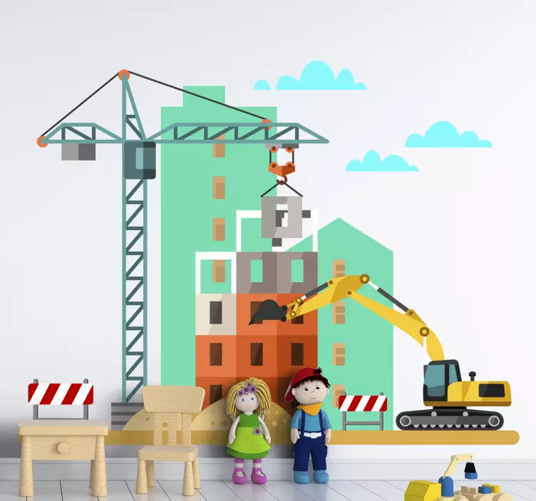 Bagger şantiye çocuk yatak odası çıkartması - TenStickers