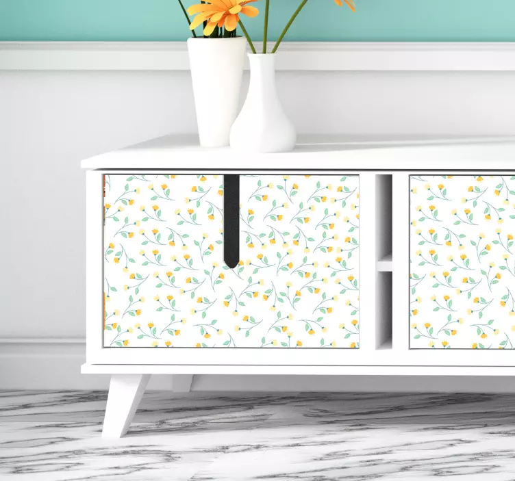 Sarı çiçek oturma odası duvar dekoru - TenStickers