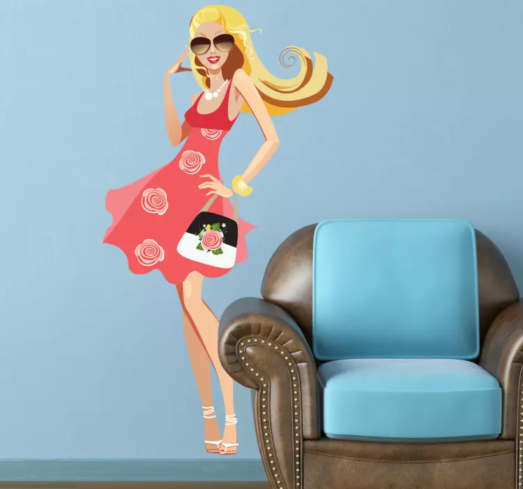 Sarışın alışverişkoliğin modeli çıkartması - TenStickers