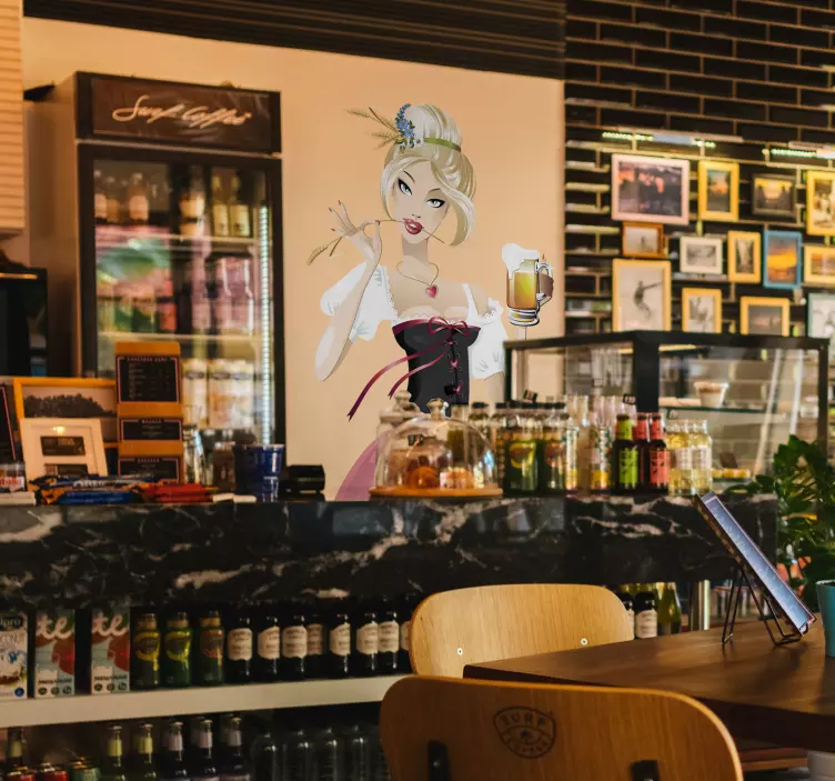 Sarışın garson oktober çıkartması - TenStickers