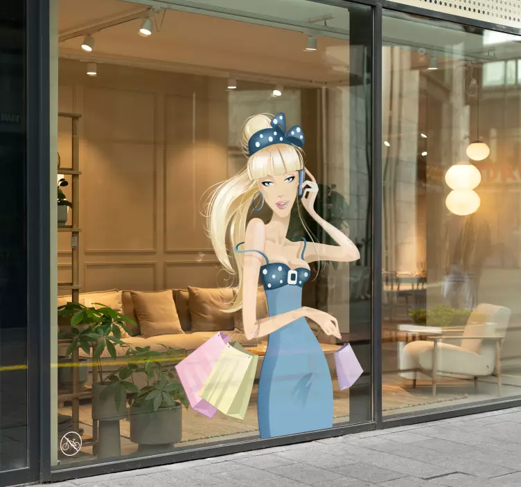 Sarışın kız alışveriş duvar sticker - TenStickers