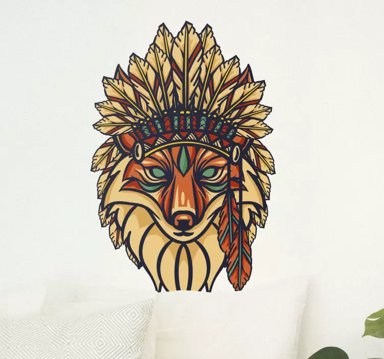 Bir warbonnet vahşi hayvan çıkartmasında tilki - TenStickers