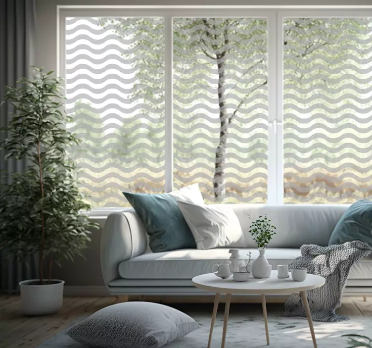 Şeffaf Dalgalar pencere sticker - TenStickers