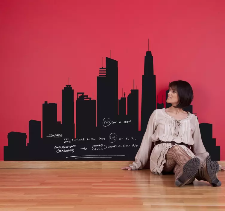 şehir manzarası yazı tahtası çıkartması - TenStickers