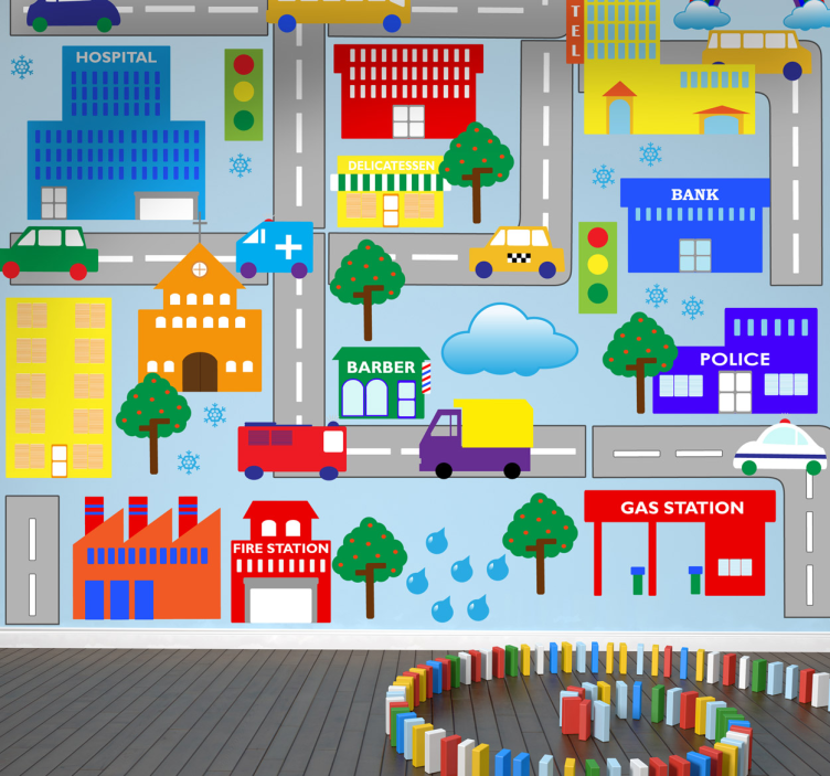 şehir yolları çocuklar çıkartması - TenStickers