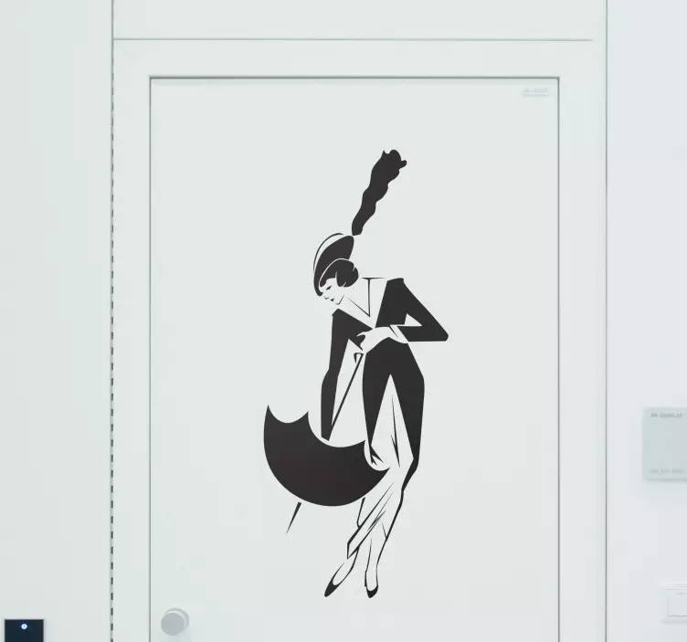 şemsiye ile zarif kadın çıkartması - TenStickers