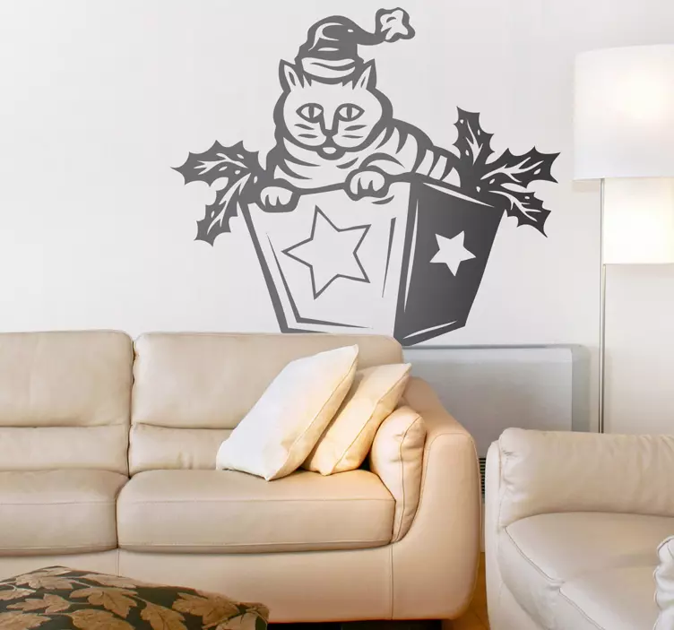 şenlikli kedi sürprizi hayvan çıkartması - TenStickers