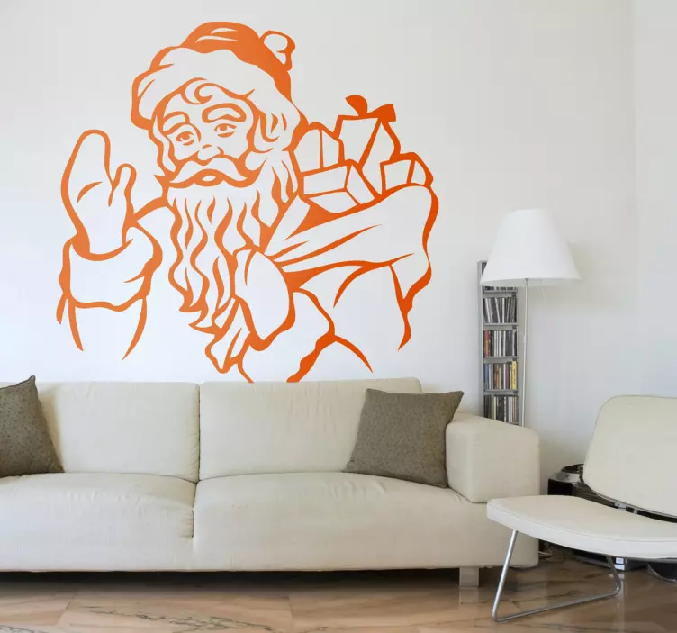 şenlikli noel baba silüeti hayvan çıkartması - TenStickers