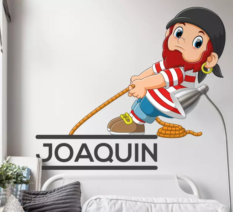 Serin illüstrasyon korsan çocuk duvar sticker - TenStickers