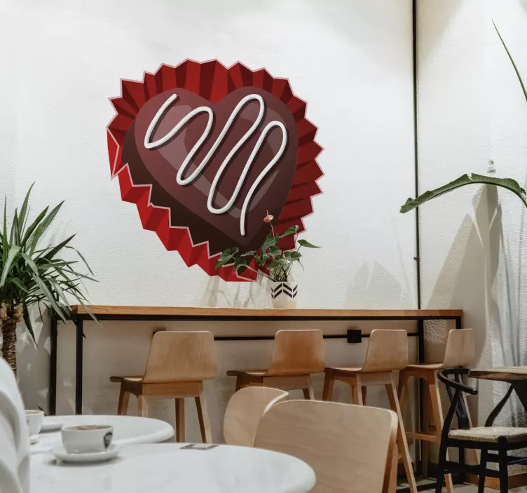 Sevgililer günü çikolata kalp duvar sticker - TenStickers