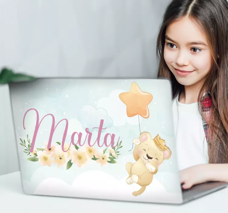 Sevimli aslan karakteri Dizüstü bilgisayar için kaplama - TenStickers