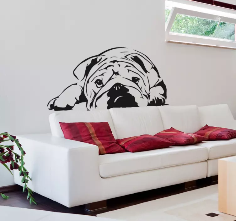 Sevimli bulldog illüstrasyon duvar sticker - TenStickers