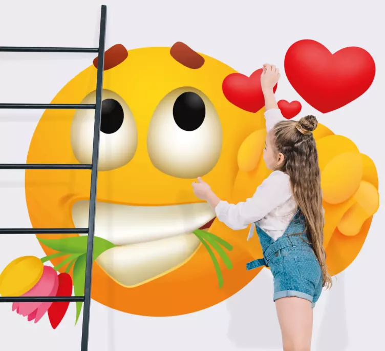 Sevimli çiçek yüz emoji duvar sticker - TenStickers