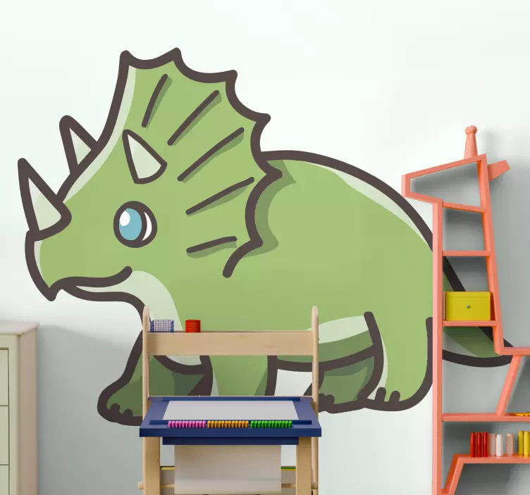 Sevimli çizgi dinozor triceratops çıkartması - TenStickers