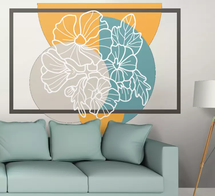 Sevimli minimalist dikdörtgen ve çiçek çıkartması - TenStickers