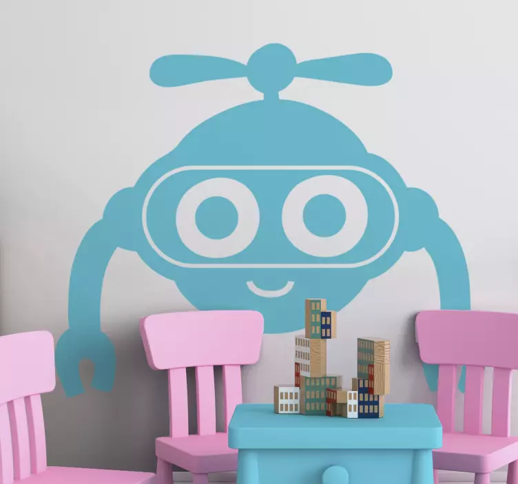 Sevimli robot yüz çocuklar oyuncak etiket - TenStickers