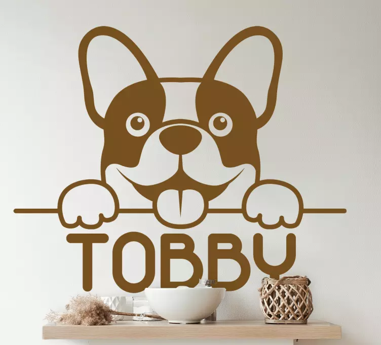 Sevimli tek renkli köpek gözetleme vinil çıkartması - TenStickers