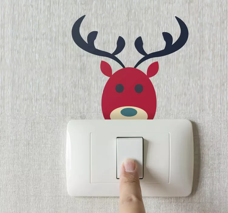 Sevinç ve ren geyiği yılbaşı çıkartması - TenStickers