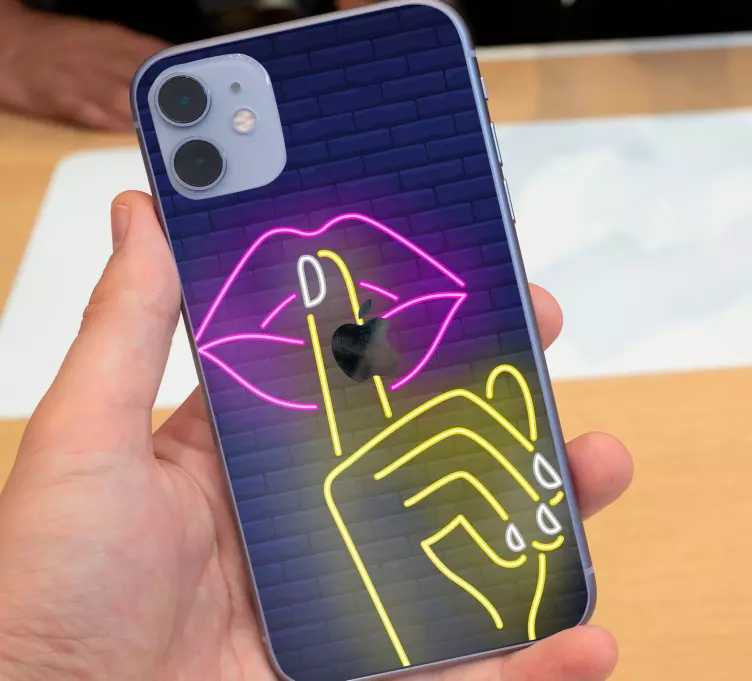 Shh jest neon işareti iphone çıkartması - TenStickers