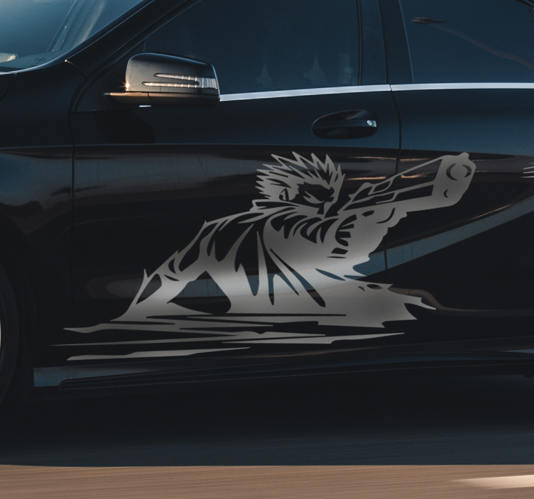 Silahlı araba araba vinil sticker - TenStickers