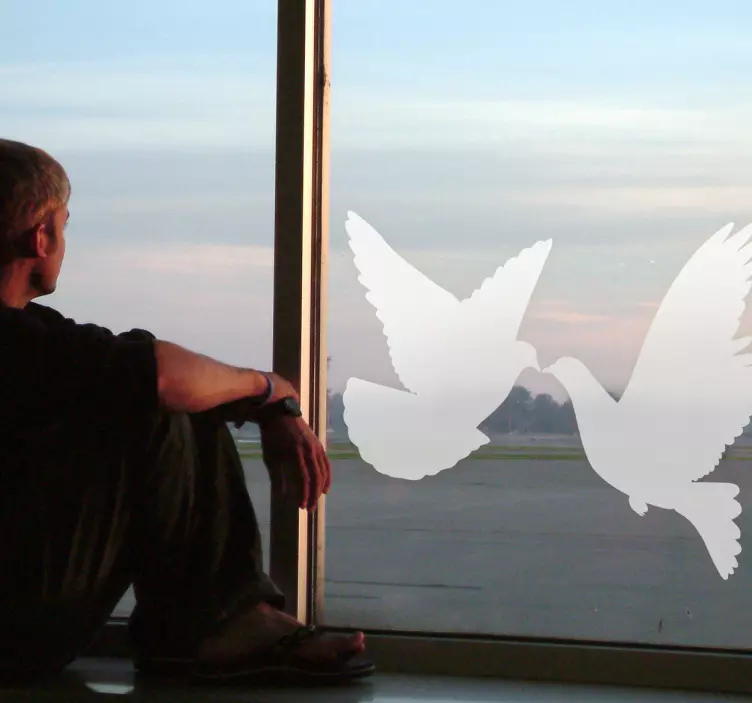 Silhoutte güvercinler çıkartması - TenStickers