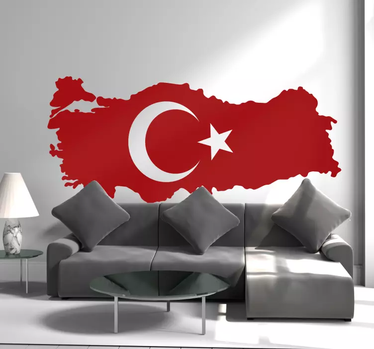 Siluet haritası türkiye bayrağı çıkartması - TenStickers