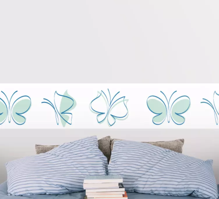 Siluetlenmiş kiremit kelebekler duvar sınır çıkartması - TenStickers