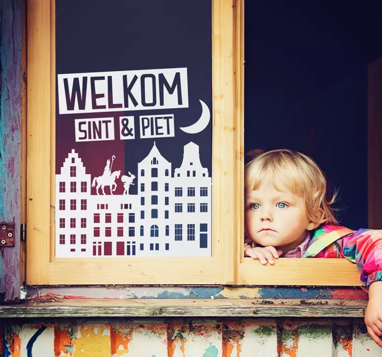 Sinterklaas sahne pencere çıkartması - TenStickers