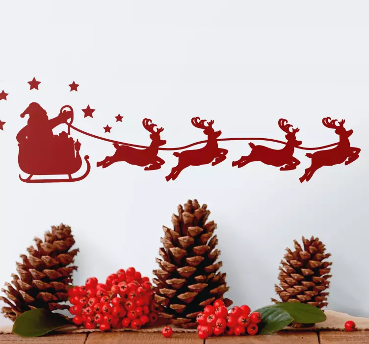 Siyah beyaz noel baba kızağı noel çıkartması - TenStickers