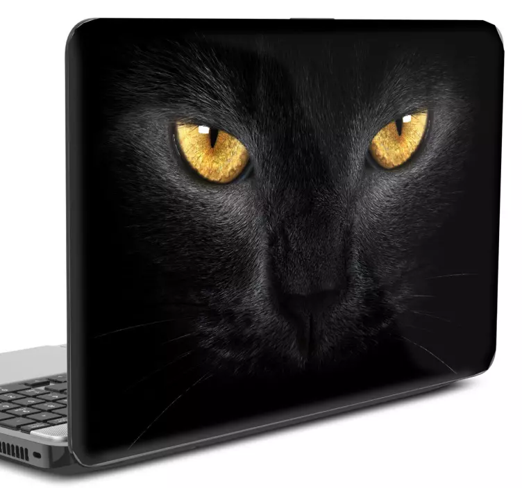 Siyah kedi laptop sticker - TenStickers