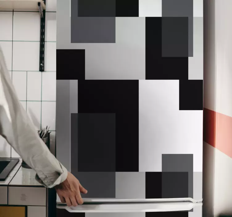 Siyah ve beyaz renk blokları buzdolabı çıkartması - TenStickers