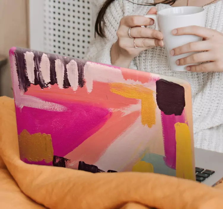 Siyah ve pembe modern sıçrama dizüstü bilgisayar görünümü - TenStickers