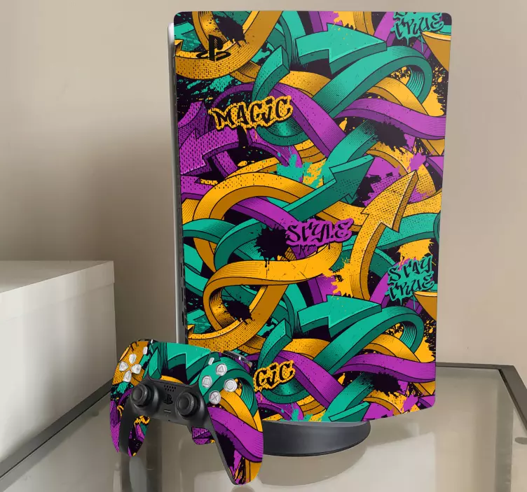 Sokak sanatı grafiti ps5 cilt çıkartması - TenStickers