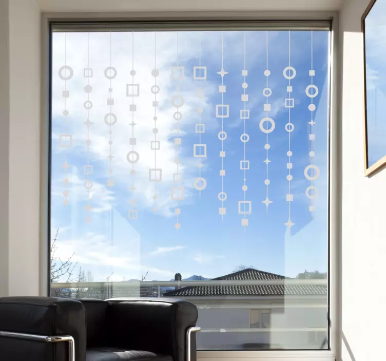 Soyut perde pencere çıkartması - TenStickers