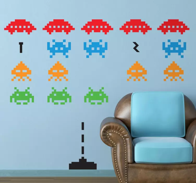 Space invaders duvar sticker - TenStickers