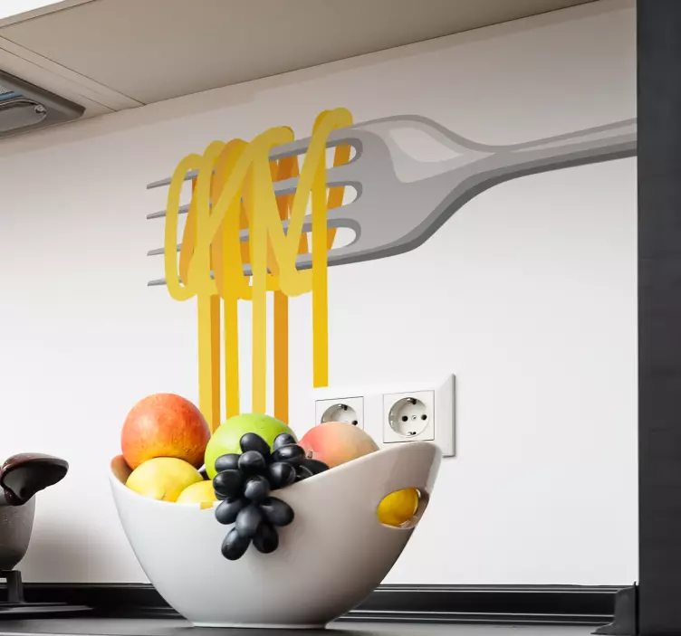 Spagetti yemekli çatal çıkartması - TenStickers