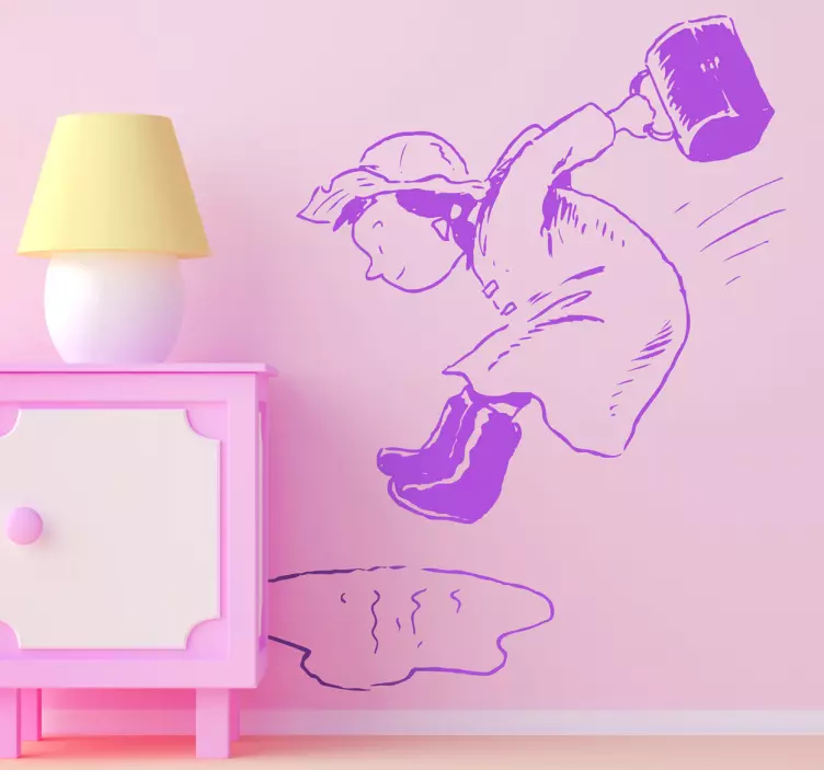 Su birikintisine atlama kız çıkartması - TenStickers