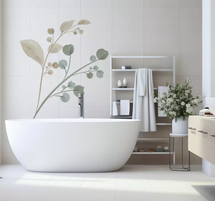 Sulu boya ağacı banyo sticker - TenStickers