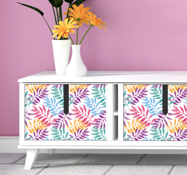 Sulu boya yaprakları vinil duvar kağıdı - TenStickers