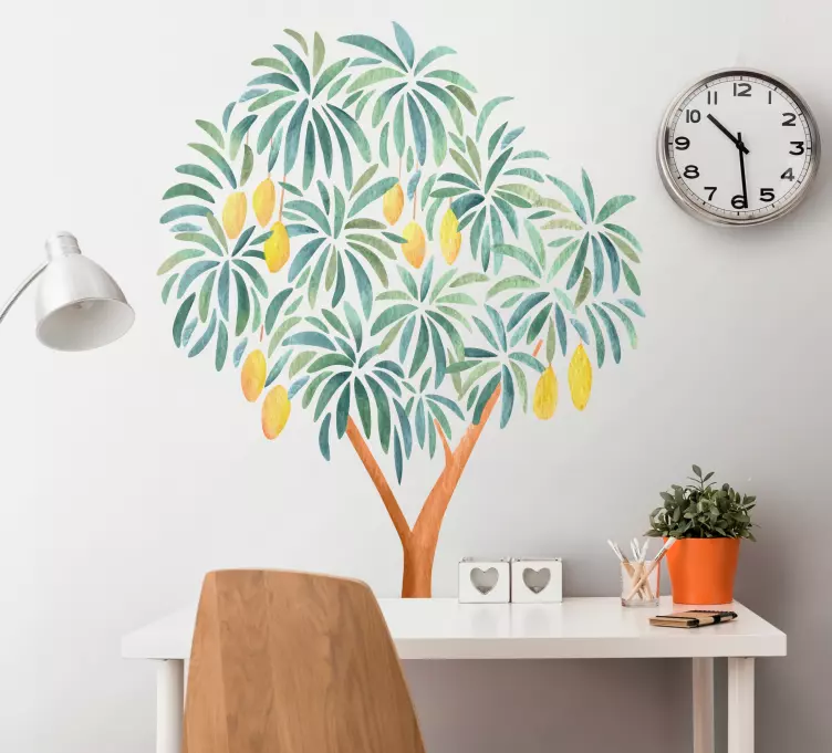 Yatak odası için suluboya ağaç tasarımı duvar çıkartması - TenStickers