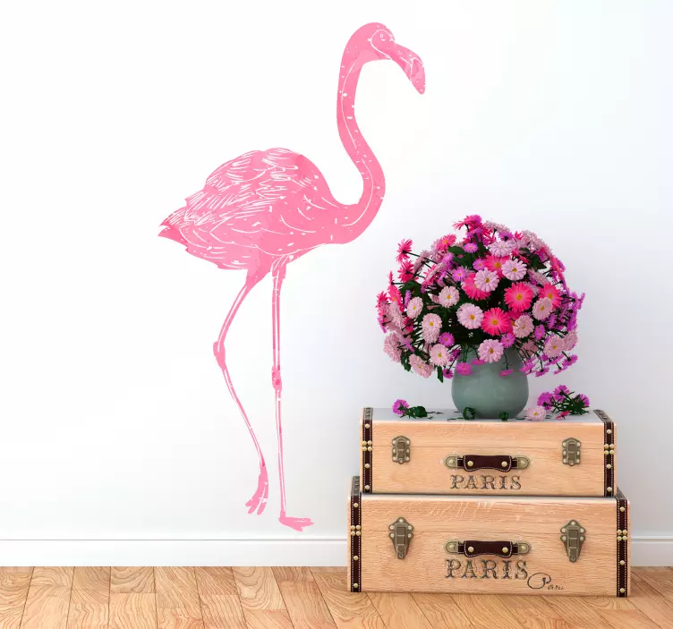 Suluboya flamingo duvar sticker - TenStickers