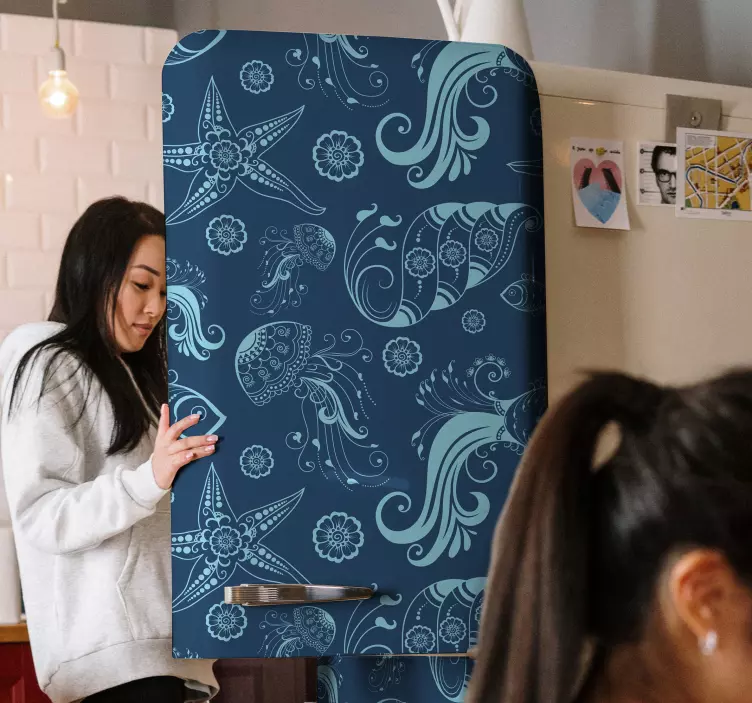 Süs deniz yaşamı buzdolabı çıkartması - TenStickers