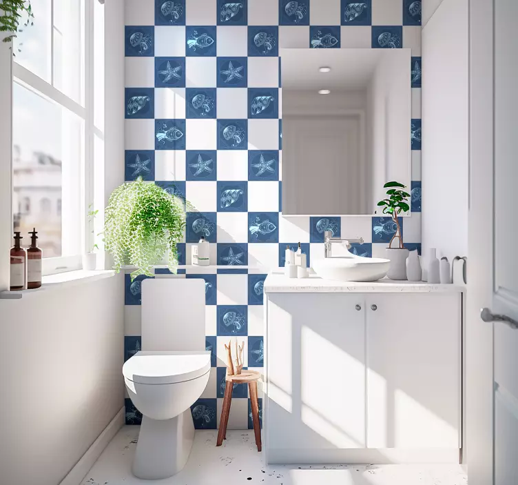 Süs deniz yaşamı fayans karo çıkartması - TenStickers