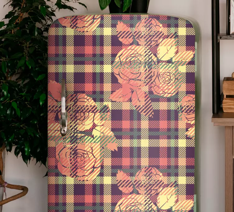 Süs eşyaları ile kontrol deseni buzdolabı çıkartması - TenStickers