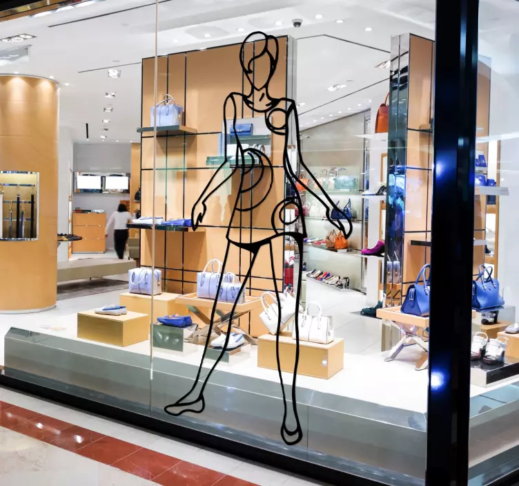 Süslü kız kroki duvar sticker - TenStickers