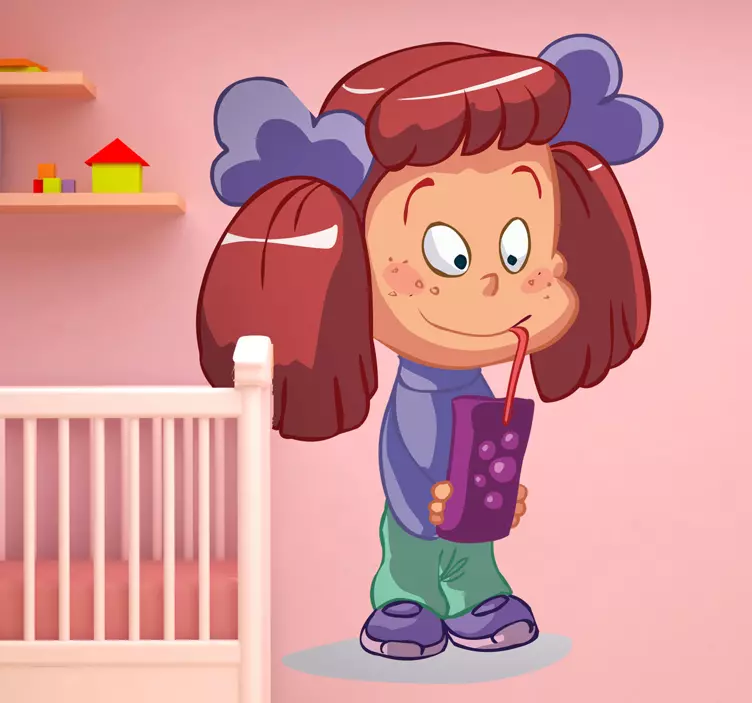 Suyu içme küçük kız çıkartması - TenStickers