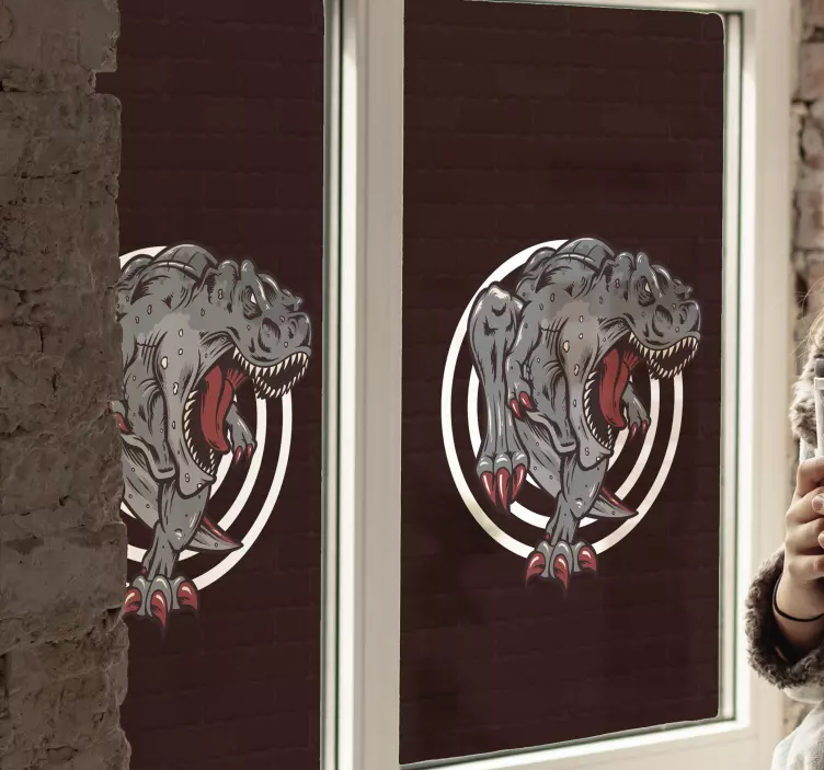 T-rex illüstrasyon pencere etiketi - TenStickers
