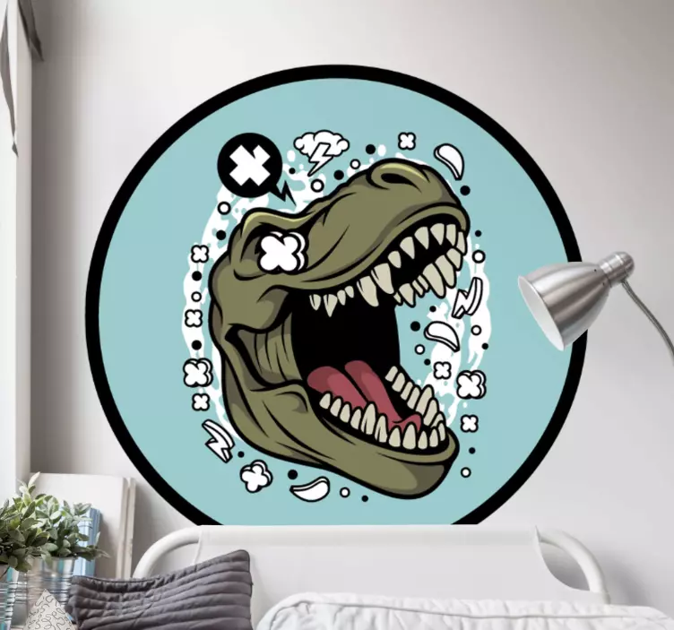 T-rex logosu dinozor duvar sticker - TenStickers