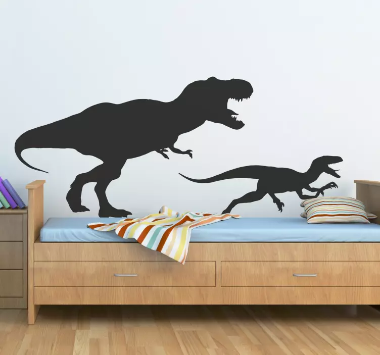 T-rex ve velociraptor duvar sticker - TenStickers