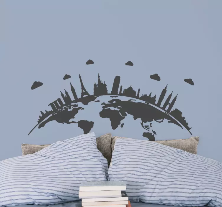 Tarihi anıt ile dünya haritası - TenStickers